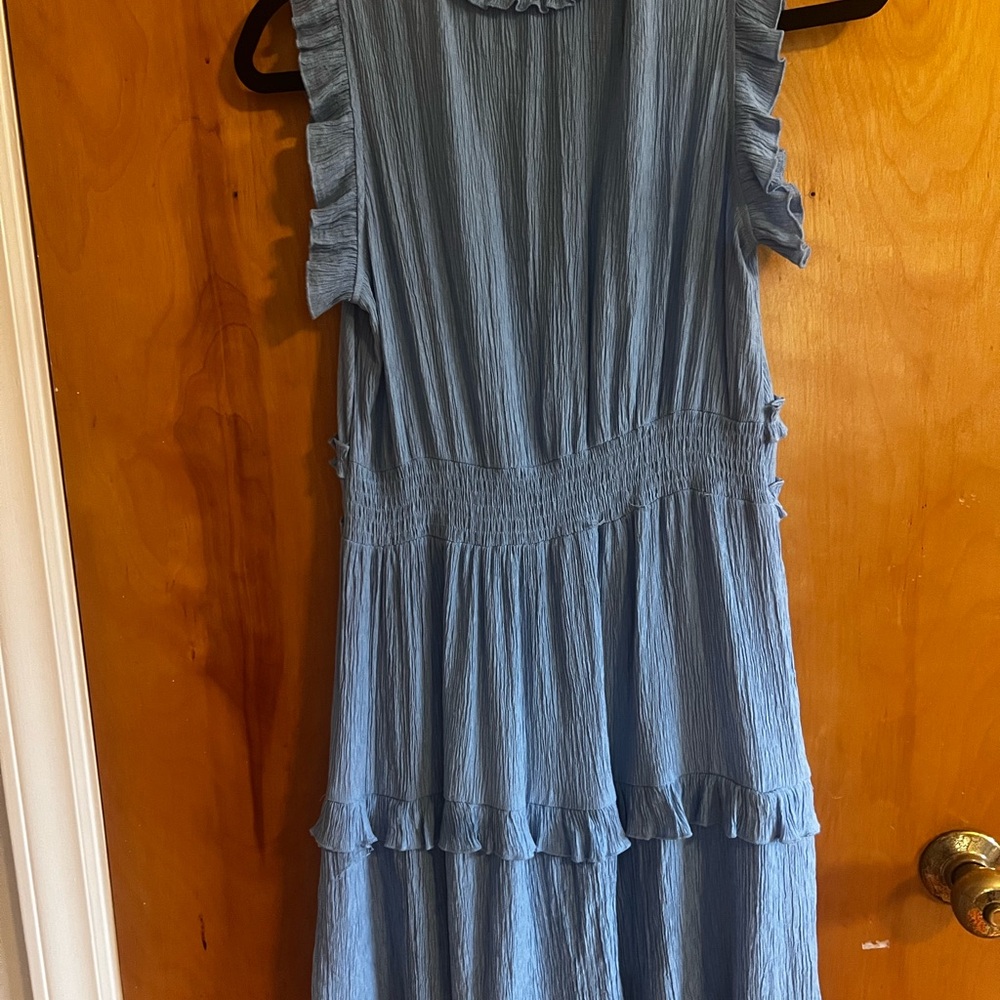 Blue Ruffle Mini Dress - Picture 6 of 6